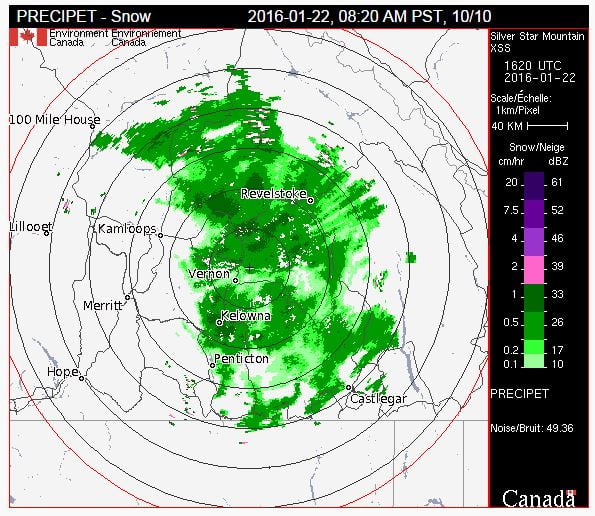 Precipitation is in the forecast for the B.C. Interior on Friday.
