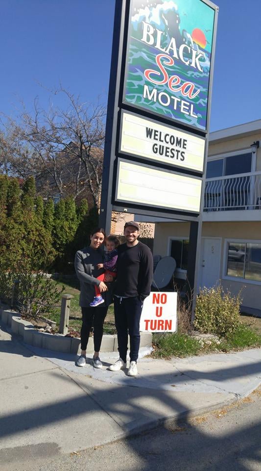 <who>Photo Credit: PentictonNow </who>Michael and Ayse Barluk, shown with their daughter Lara, 2, are the proud new owners of Elma Restaurant. The new Turkish-themed restaurant will open in the fall beside the Black Sea Motel and Salty's Beach House restaurant on Lakeshore Drive.