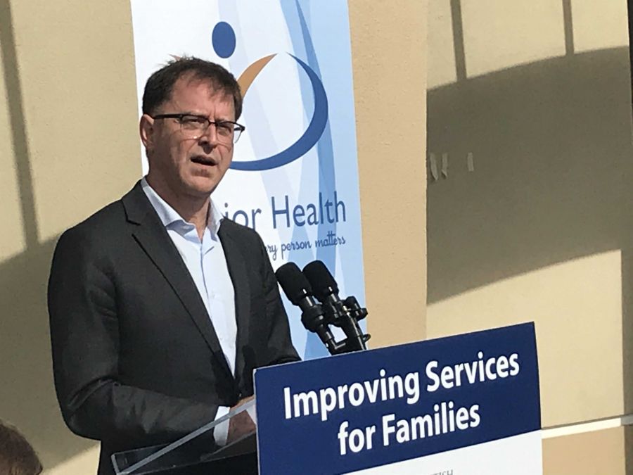 <who>Photo Credit: Interior Health</who>Adrian Dix makes the announcement on Thursday.