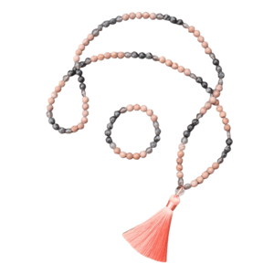 Collana + Bracciale : Onice grigia, Labradorite, Pietra di luna