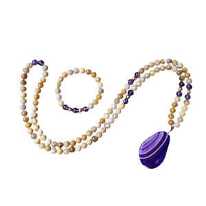 Collana + Bracciale Ametista, Giada corallina