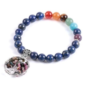Bracciale in Lapislazzuli con l'Albero della Vita e i 7 Chakra.