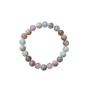 Bracciale in pietra solare, quarzo rosa e amazzonite