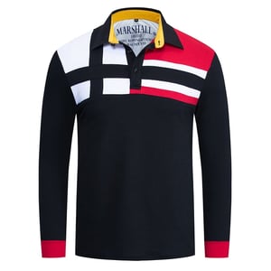 Polo da uomo a righe blu navy