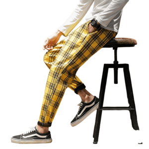 Pantaloni a quadri gialli