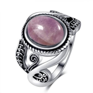Anello tribale in argento e quarzo rosa