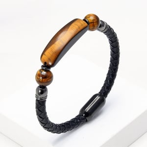 Bracciale in cordoncino magnetico con occhio di tigre