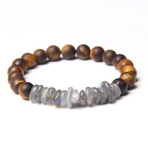 Bracciale di occhio di tigre e quarzo rutilo.