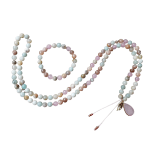Collana + Bracciale : Pietra solare, quarzo rosa, amazzonite