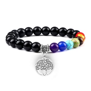 Bracciale dell'Albero della Vita 7 Chakra in ossidiana
