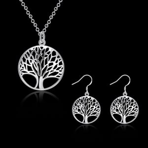 Collana classica con albero della vita e orecchini