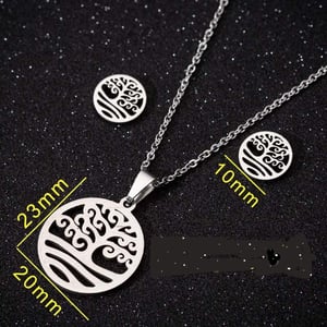 Collana + orecchini albero della vita in fiore ARGENTO