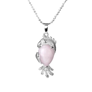 Collana di quarzo rosa con pappagallo.
