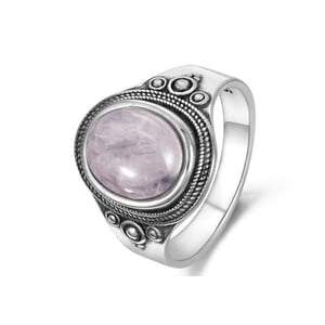 Anello d'argento al quarzo rosa antico