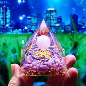 Orgonite di quarzo rosa e ametista 5 cm