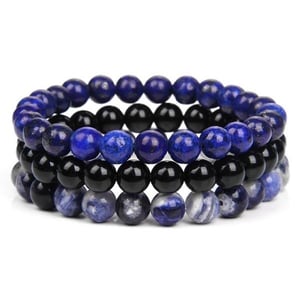 Bracciale triplo con Lapislazzuli, Sodalite e Onice