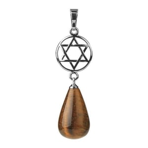 Collana in argento Occhio di tigre con goccia e stella di Davide