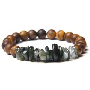 Bracciale con occhio di tigre, labradorite e quarzo rutilato.