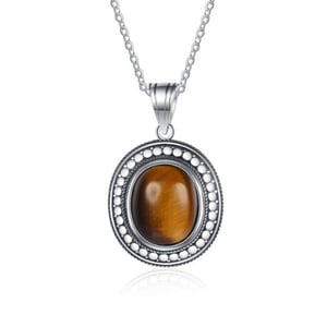 Ciondolo in argento con occhio di tigre cabochon