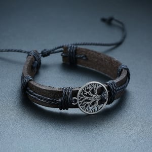 Cinturino in pelle regolabile Albero della vita