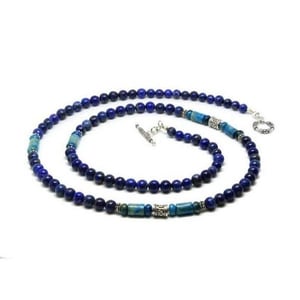 Collana da uomo in lapislazzuli e amazzonite