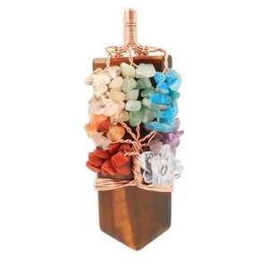 Collana con ciondolo dell'occhio di tigre e spada dei 7 chakra.