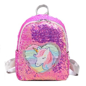 Borsa a tracolla con lustrini unicorno rosa