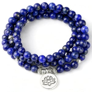 Bracciale Mala in Lapislazzuli e Fiore di Loto.