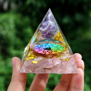 Orgonite di quarzo rosa e ametista 5cm
