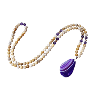 Collana di ametista e giada corallina