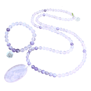 Collana + bracciale Ametista e quarzo rosa