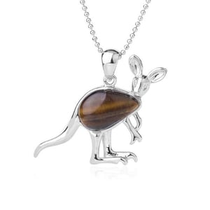 Collana con ciondolo in occhio di canguro e tigre