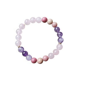 Bracciale di rodonite, quarzo rosa e ametista