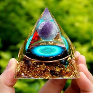 Sfera di orgonite e ametista 5cm