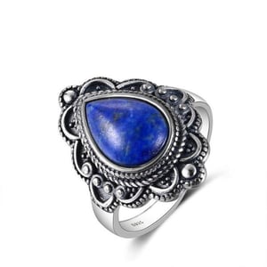 Anello antico in argento sterling e lapislazzuli per donna