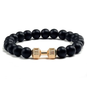 Bracciale in pietra lavica e manubrio.