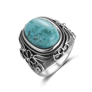 Anello in argento per donna con pietra turchese 11X17MM.