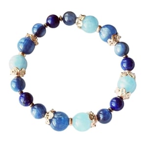 Bracciale in lapislazzuli, kyanite e oro 18 carati.