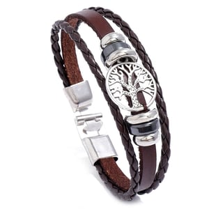 Bracciale in pelle Albero della vita