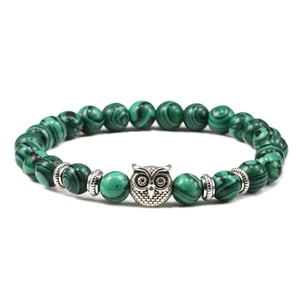 Bracciale in malachite con gufo.
