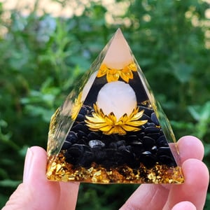 Orgonite Ossidiana e quarzo bianco 5cm