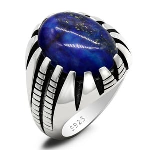 Anello in argento con lapislazzuli e stile punk