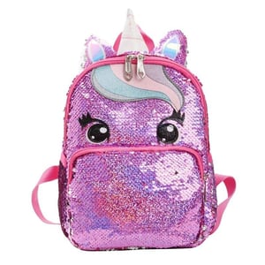 Borsa a tracolla con lustrini unicorno rosa