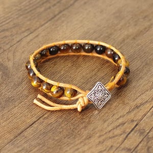 Bracciale in pelle con occhio di tigre
