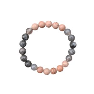 Bracciale in onice grigia, labradorite e pietra di luna