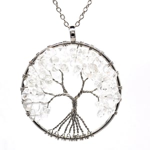 Collana con albero della vita in cristallo bianco