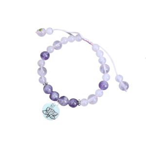 Bracciale a maglie di ametista e quarzo rosa