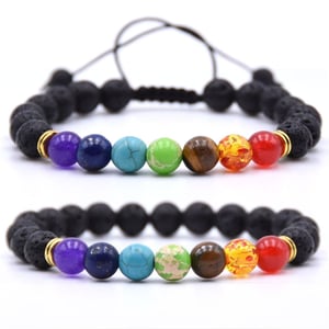 Bracciale di pietra lavica dei 7 chakra