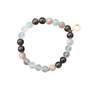 Bracciale in pietra solare, fluorite e quarzo fumé