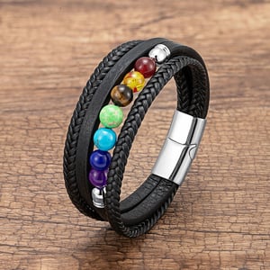 Bracciale in pelle 7 Chakra